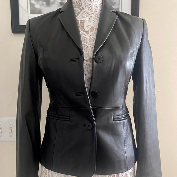Leather jacket blazer The Limited size 2 great condition - Picture 1 of 13